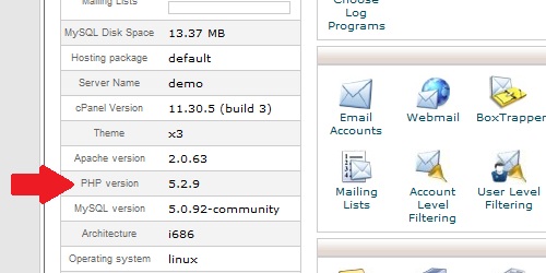 PHP version within cpanel.