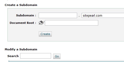 Enter the required information to create a subdomain.